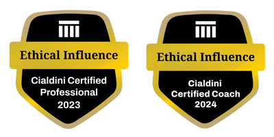 Cialdini Certified Coach and Cialdini Certified Professional Badges from the Cialdini Institute